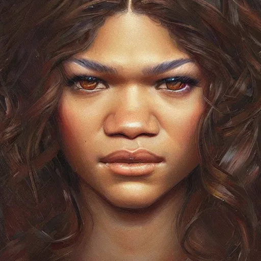 Prompt: zendaya, closeup portrait art by donato giancola and greg rutkowski, realistic face, digital art, trending on artstation, symmetry!!