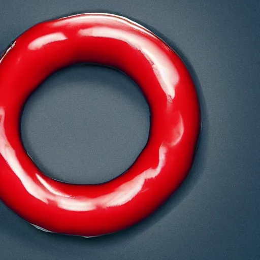 Prompt: Perfectly circular donut!!!!! in the style of a cherry!!!!!!, trending on artstation, 4k, 8k, professional photography, overhead shot, 35mm lens