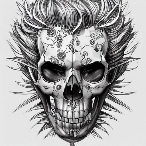 Prompt: anime manga skull portrait elvis, king, skeleton, intricate, elegant, highly detailed, digital art, ffffound, art by JC Leyendecker and sachin teng