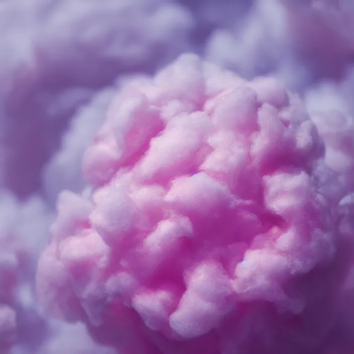 Image similar to A photorealistic image of a cotton candy fruit, cloudy substance, Trending on arstation, 8k quality