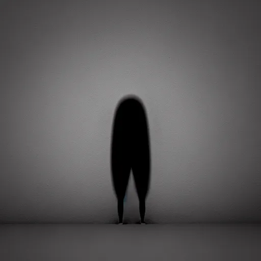 Prompt: shadow person with white eyes melting through wall creepily, Octane render, eerie, horrifying, Cinema 4D, dark horror,