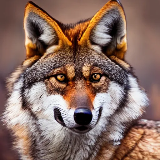 Prompt: professional photograph of a gray tawny red wolf, high quality, hd, 8 k, 4 k, magnificent, award - winning, nature, nature photography, awe - inspiring, highly detailed, amazing