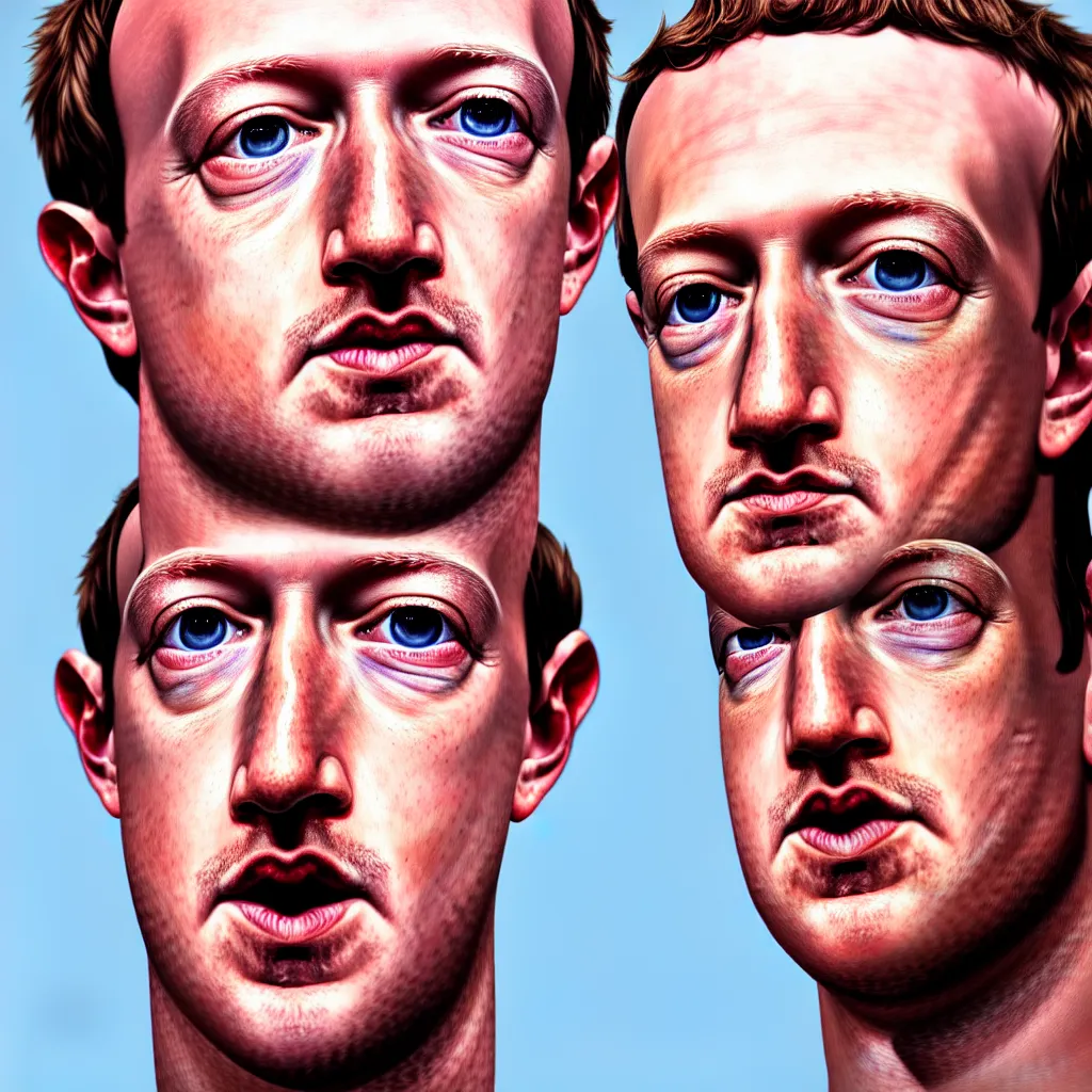 Image similar to one mark zuckerberg staring into your soul, hyper realistic, painting