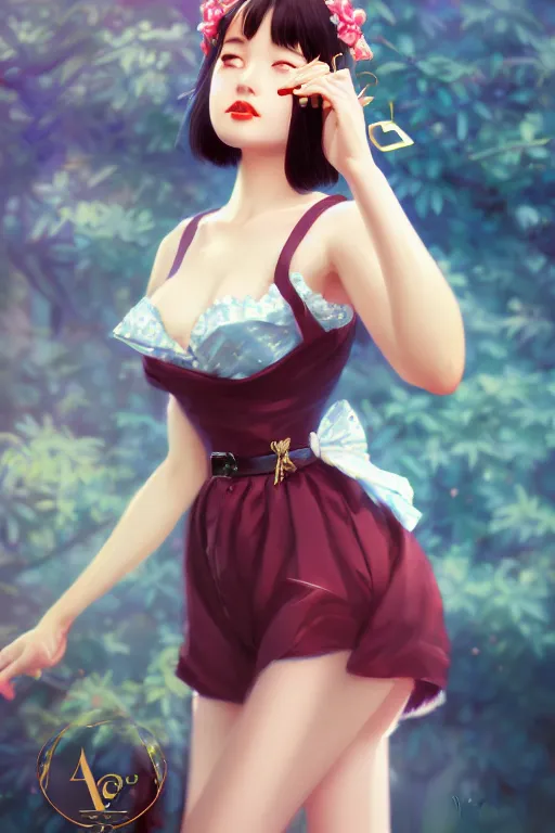 Image similar to a pin up and beautiful fashion charming dreamlke japan girl with lv jewelry, character art, art by artgerm lau and wlop and and ilya kuvshinov and john singer sargent, hyperdetailed, 8 k realistic, symmetrical, frostbite 3 engine, cryengine, dof, trending on artstation, digital art