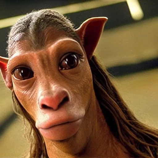 Image similar to a film still of jar jar binks kid in star wars realistic, detailed