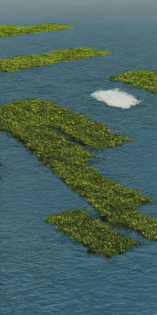 Prompt: concept art, marine agriculture, large - scale seaweed planting and production.