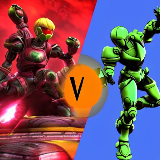 Image similar to samus aran as a ninja vs a metroid as a samurai in 4 k cgi