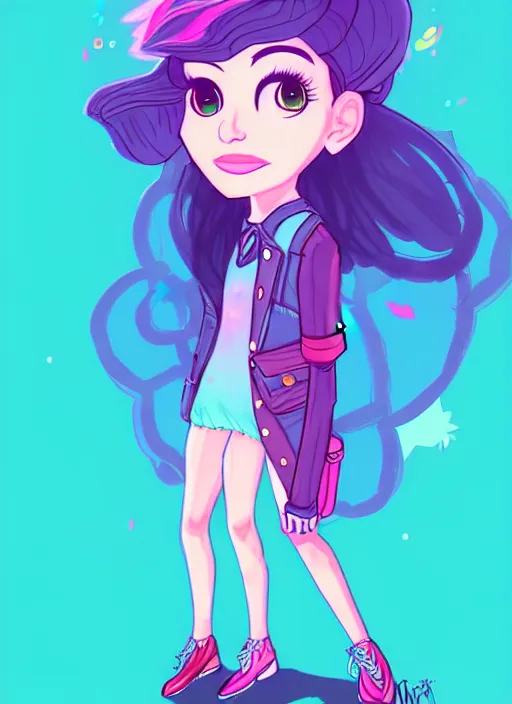 Image similar to female character inspired by 9 0's fashion and by madeline from celeste, art by rossdraws
