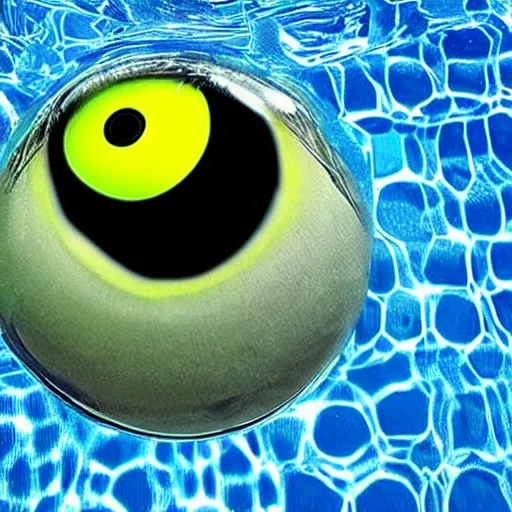 Image similar to eyeball that is a swimming pool, award winning photo, 3d art,