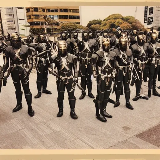 Image similar to jules caesar with his legion in tokyo, photo, intricate detail, high resolution