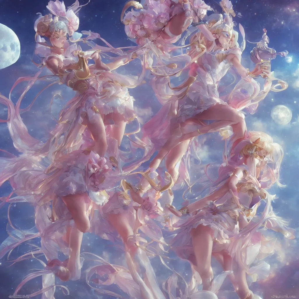 Prompt: moon goddess sailor moon lunar princess, by stanley artgerm lau, wlop, rossdraws, james jean, andrei riabovitchev, marc simonetti, and sakimichan, trending on artstation, hyperrealist, cinema 4 d, 8 k highly detailed