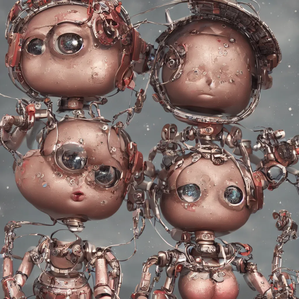Image similar to closeup portrait of tin toy robot bikini girl trap, depth of field, zeiss lens, detailed, symmetrical, centered, fashion photoshoot, by nicoletta ceccoli, mark ryden, lostfish, breathtaking, 8 k resolution, extremely detailed, beautiful, establishing shot, artistic, hyperrealistic, octane render