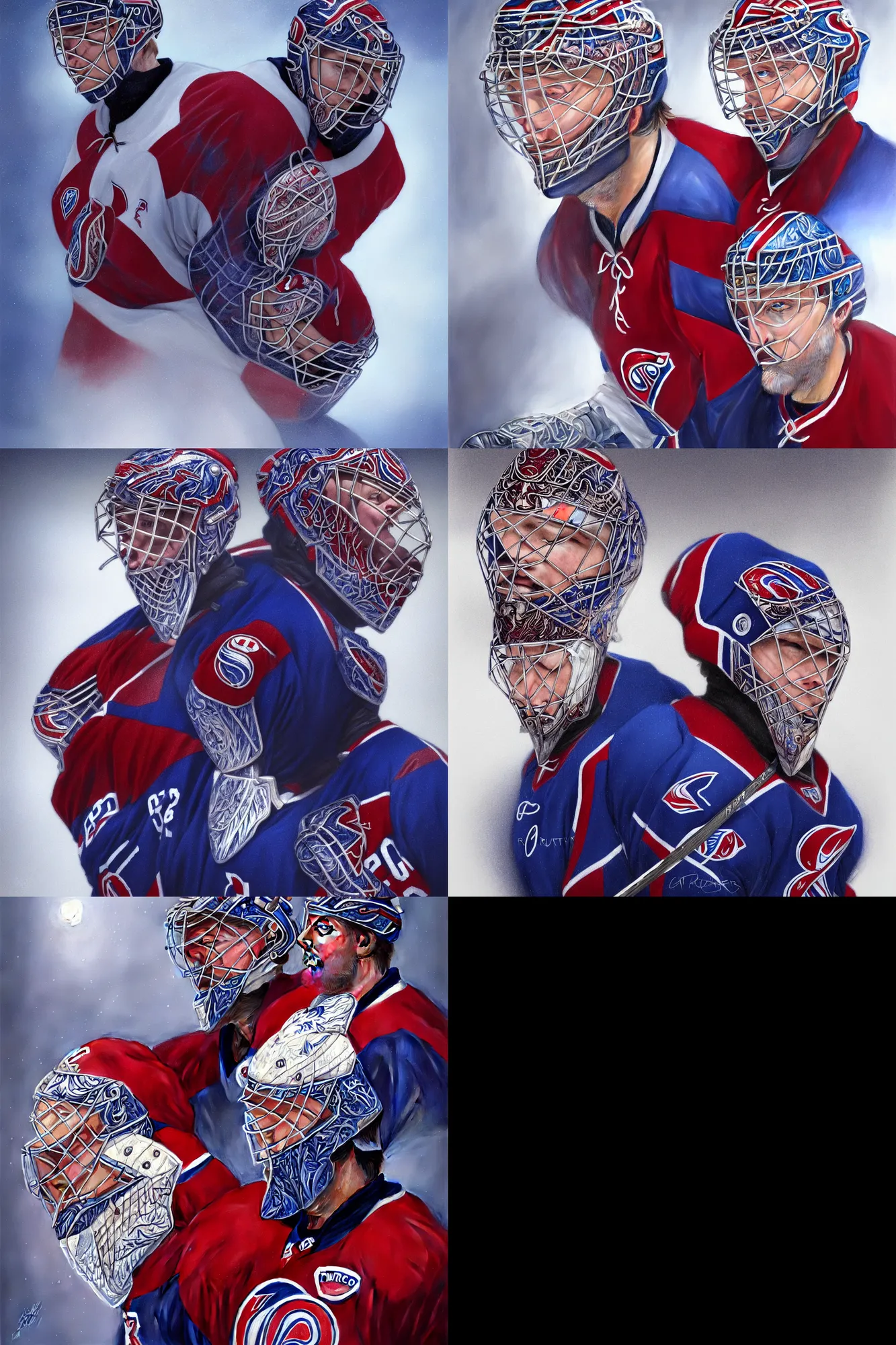 Prompt: beautiful portrait of Patrick Roy as a hockey coach, fantasy, intricate, elegant, highly detailed, digital painting, artstation, concept art, blue backlight, smooth, sharp focus, luxury fashion illustration, art by artgerm and greg rutkowski and alphonse mucha, brightly lit cinematic soft lighting, photorealistic