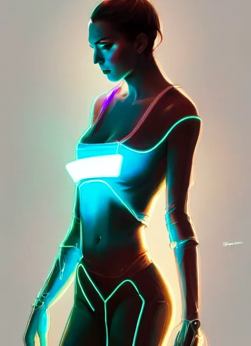 Prompt: portrait of european female humanoid, transparent clothing, elegant, cyber neon lights, highly detailed, digital illustration, trending in artstation, trending in pinterest, glamor pose, concept art, smooth, sharp focus, art by artgerm and greg rutkowski