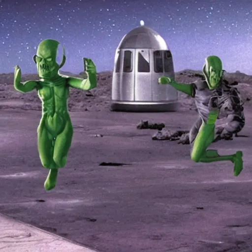 Prompt: breaking footage from area 5 1 with life from other planets