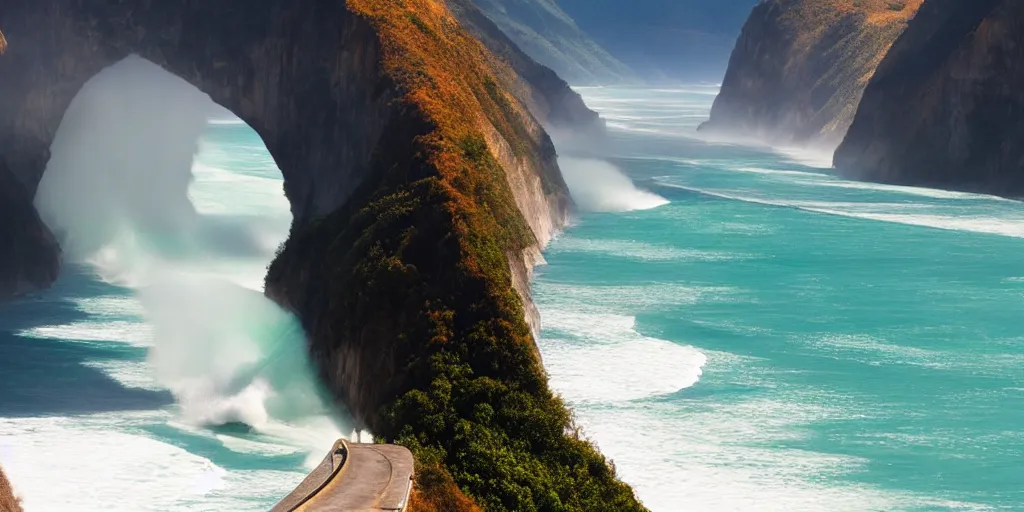 Prompt: beautiful surf, tunnel view, teahupoo, intricate detail, cinematic, 8 k, hyperrealistic