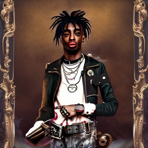 Image similar to playboi carti in steampunk style digital art 4 k the detailed super realistic