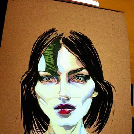 Image similar to woman portrait made out of paint, beautiful, cyborg, comic book art
