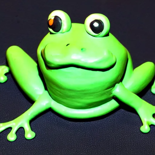 Image similar to beatiful cute clay cartoony frog