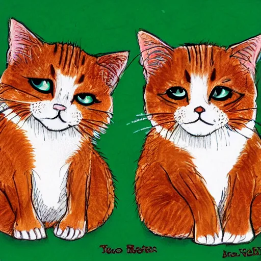 Image similar to two ginger cats, by Kate Beaton
