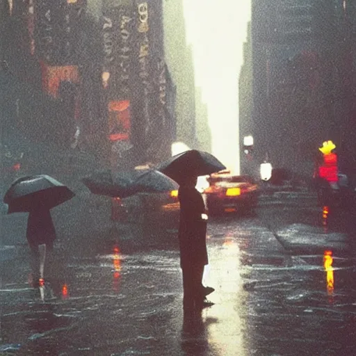 Prompt: rainy new York daydream by Ernst Haas