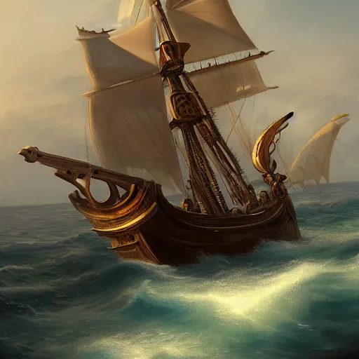 Image similar to digital artwork of a portuguese galion, ocean. d & d, illustration, realism, trending on artstation