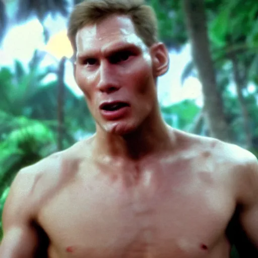 Image similar to Live Action Still of Jerma985 in Apocalypse Now, real life, hyperrealistic, ultra realistic, realistic, highly detailed, epic, HD quality, 8k resolution, body and headshot, film still