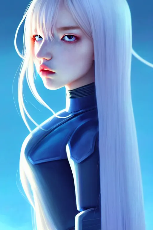 Prompt: perfect android girl family, full body character design, artgem, scifi, futuristic design, bae suzy, long white hair!!!, blue eyes, bold fashion and strong silhouettes, cinematic lighting, highly detailed, artstation, divine, by huifeng huang, beeple, goro fujita, smooth gradient.