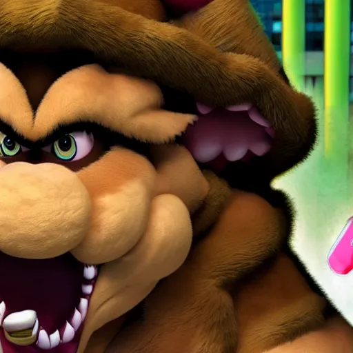 Prompt: bowser doing cocaine, realistic, 4 k, render