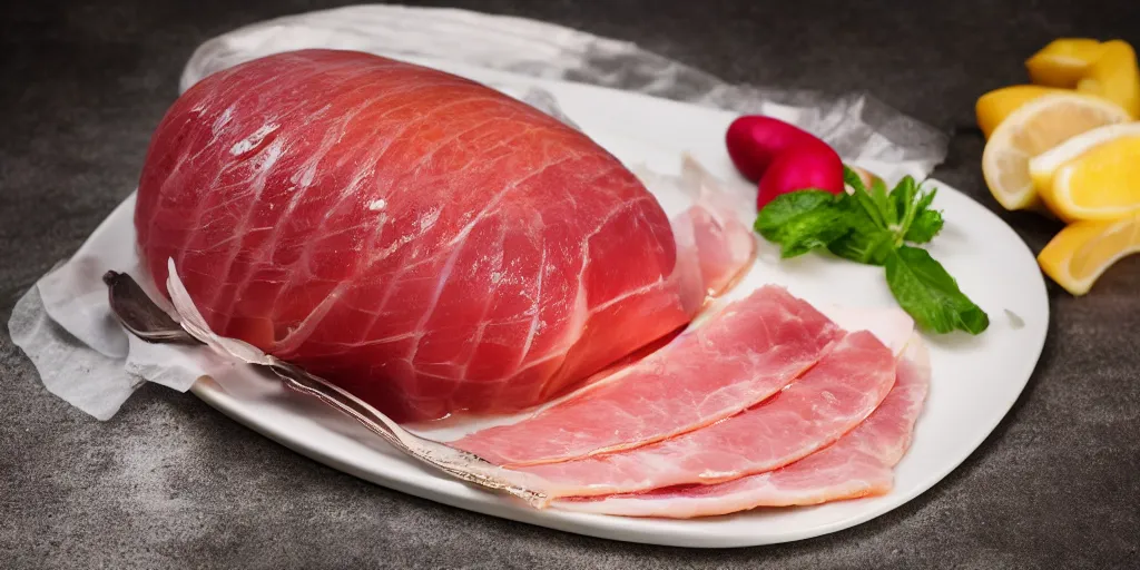 Image similar to Jellied ham, professional food photography, 8k,