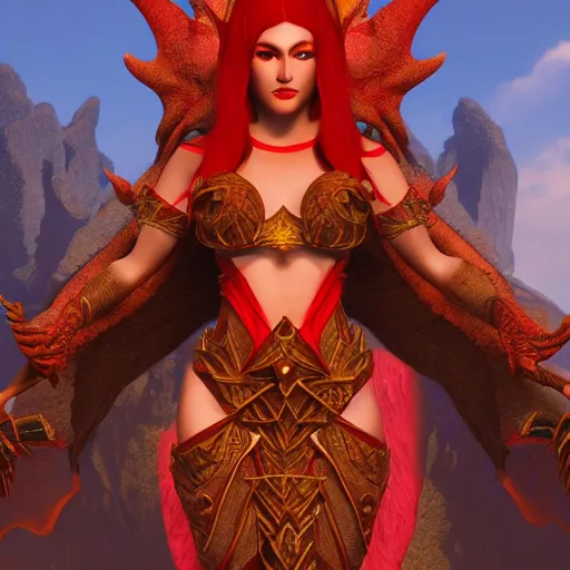 Prompt: Alexstrasza, the ancient and powerful Queen of the Dragons,unreal engine 4,4k