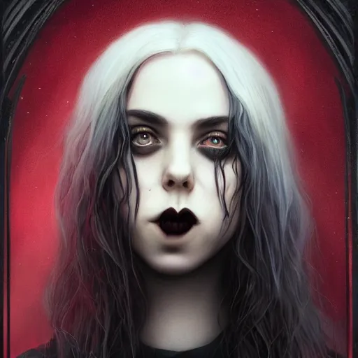 Prompt: billie eilish as a gothic witch by tom bagshaw and loish