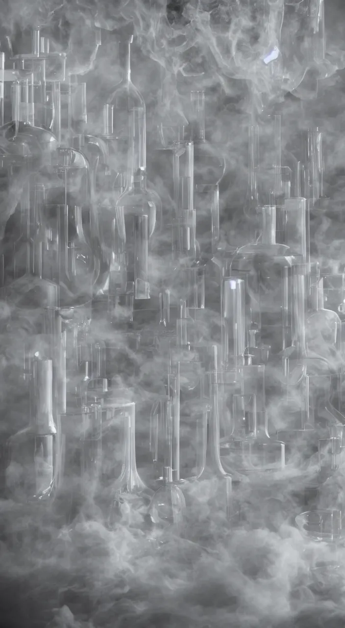 Prompt: an alchemical laboratory of vapour voices made from ceramic vessels, no humans, 8 k, unreal, high resolution