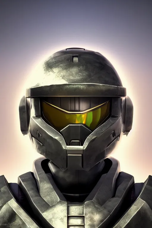 Image similar to robot ninja mask helmet halo master chief radiating a glowing aura global illumination ray tracing hdr fanart arstation by ian pesty and katarzyna da „ bek - chmiel