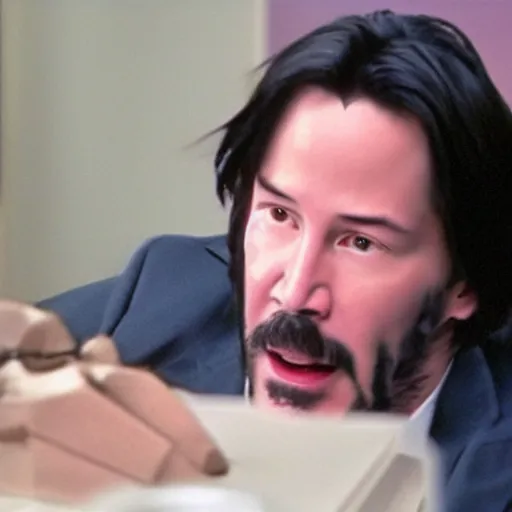 Image similar to Keanu Reeves in the office 4K quality super realistic