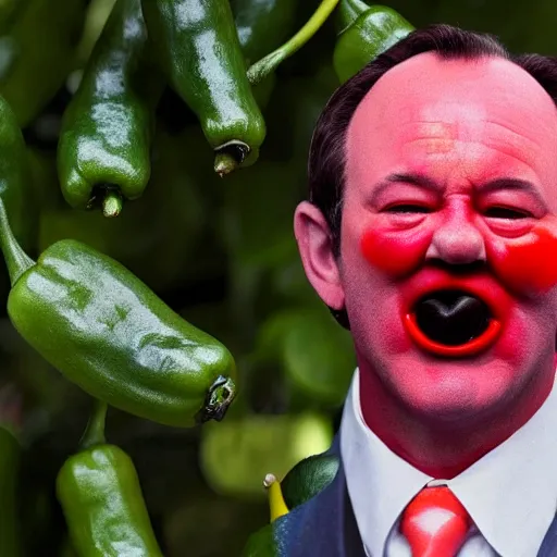 Image similar to screaming kevin spacy with red face as a pepper