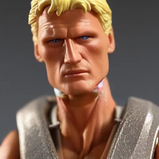 Image similar to action figure of dolph lundgren from bill & ted's excellent adventure the movie, 4 k, highly detailed, award winning, look at all that detail!