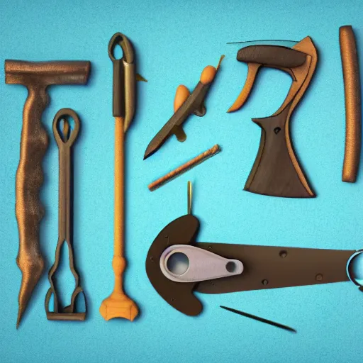 Prompt: tools for birds, high quality digital render