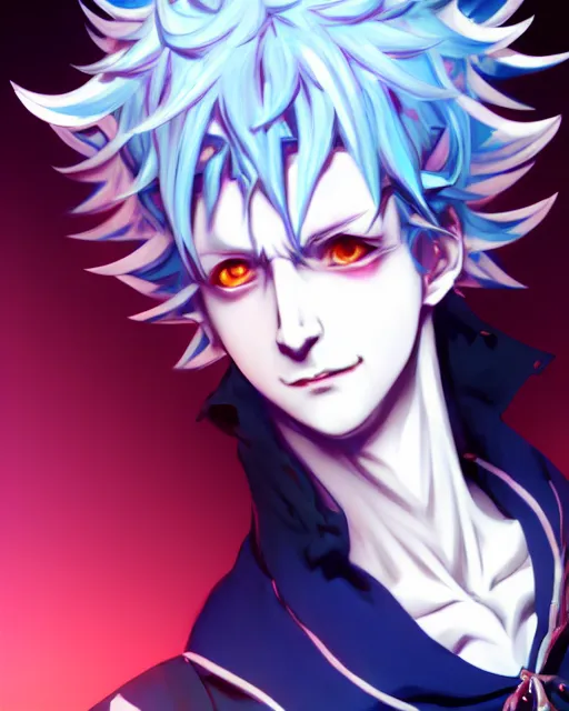 Image similar to extremely attractive soft feminine male as a jester anime character screenshot, nagito komaeda and hisoka jester circus, anime, intricate, sharp focus, illustration, highly detailed, digital painting, cell shaded, concept art, matte, male art by ilya kuvshinov and kyoto animation and wlop, ruan jia and greg rutkowski, studio quality, masterpiece