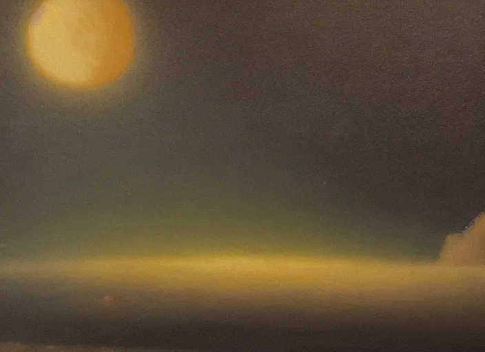 Image similar to the moon's sea of tranquility, earth in the background in the style of hudson river school of art, oil on canvas