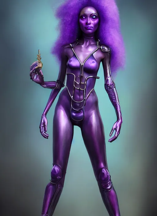 Image similar to full body young woman : : purple galactic obsidian punk : : weta disney pixar movie still photo : : hi - fructose, sci fi, fantasy, decadent highly - detailed digital painting, full length shot, golden ratio, octane render, artstation, smooth, sharp focus, artgerm, mucha, loish, wlop, gogo : :