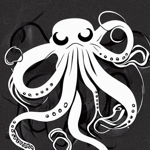 Image similar to cyborg octopus zen ink painting, coloured, digital art, minimal geometric, vector art