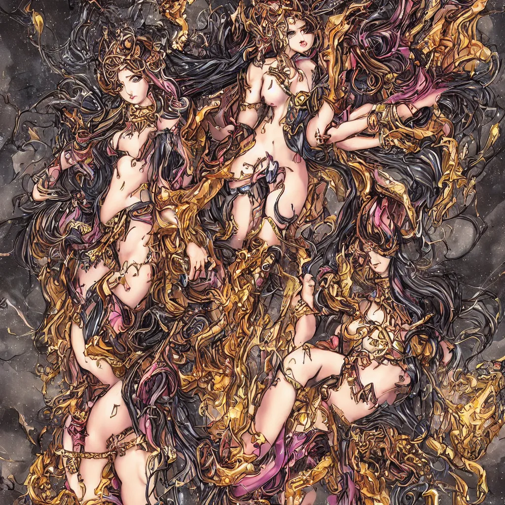 Image similar to a unique beautiful goddess of destruction, detailed, pretty,