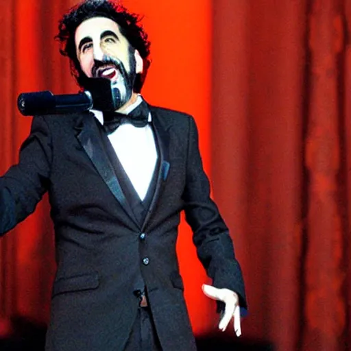 Prompt: serj tankian singing in the opera,