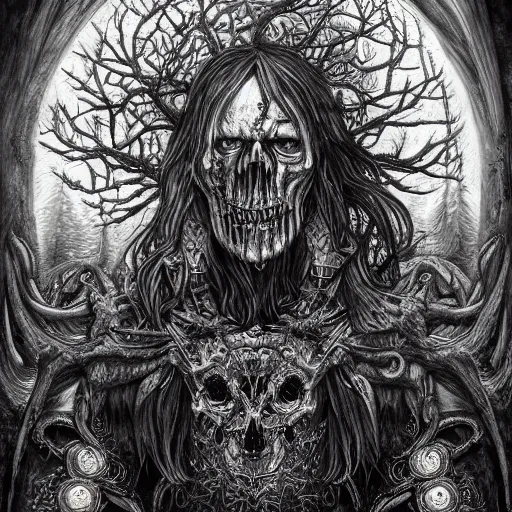 Prompt: black metal art, burzum, fantasy, intricate, elegant, highly detailed, digital painting, HDR, concept art, album cover, illustration