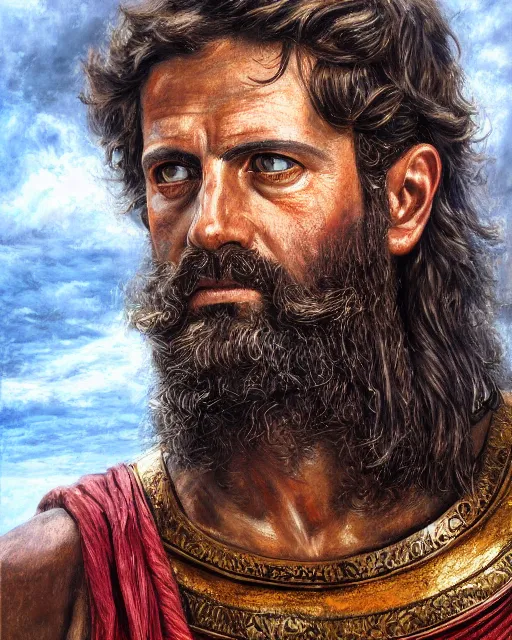 Image similar to oil painting portrait of philip of macedon, high production value, intricate details, high resolution, hdr, high definition, masterpiece, realistic, ultrarealistic, highly detailed, hd, sharp focus, non blurry, sharp, smooth