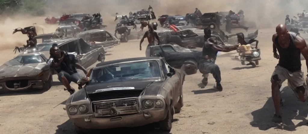 Prompt: action scene from african fast and furious - movie, high definition screen capture