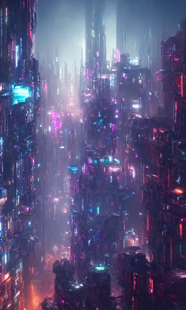 Prompt: a ultra - realistic cg rendering of the cyberpunk city on the cloud, greg rutkowski and james gurney, huge buildings, neon lights, cloudlight effect, 8 k, unreal engine, trending on artstation, expansive view