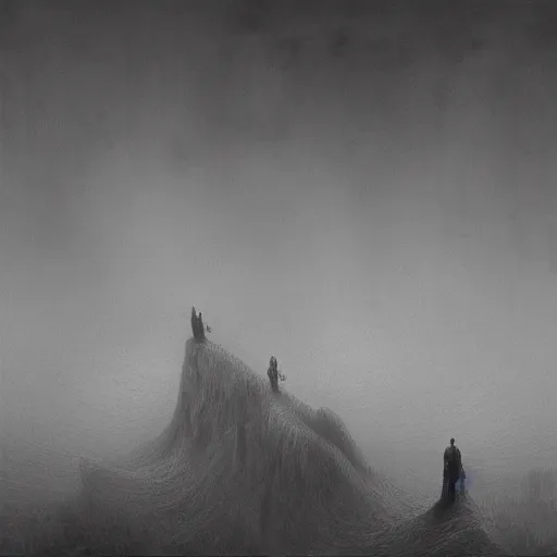 Prompt: nightmare landscape composed of wretched souls longing for eternal life in the style of zdzislaw beksinski, horrific, digital painting, CG render, unreal, fantasy, dramatic, concept art, artstation, smooth, sharp focus