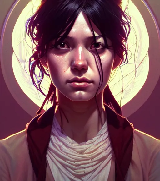 Image similar to symmetry ( clementine from the walking dead portrait ) ultra detailed, intricate, anime, dynamic lighting, digital art, digital painting, art station, wlop, sharp focus, illustration, art by artgerm and greg rutkowski and alphonse mucha